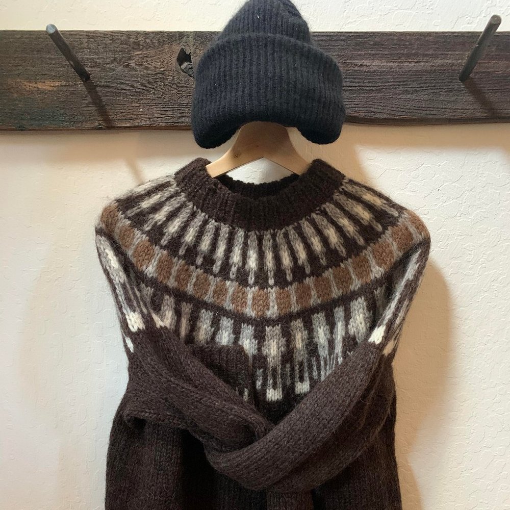 Vintage Icelandic Lopi Pattern Wool Sweater